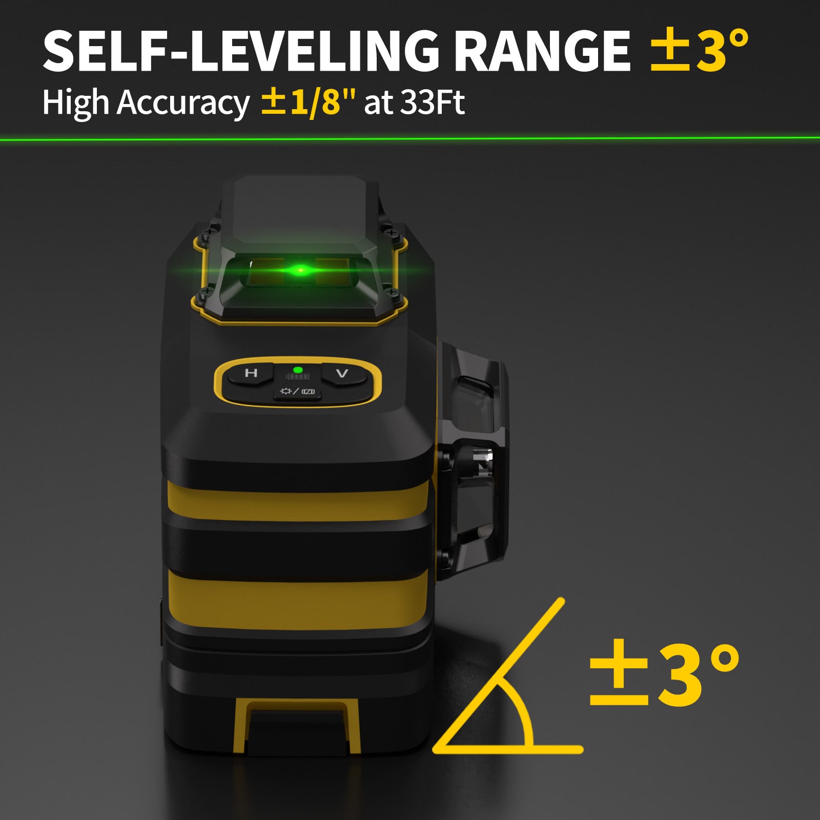 IKOVWUK Nivel láser, láser de línea cruzada de 3 x 360° para construcción y  colgar imágenes, 12 láseres verdes con autonivelación, línea vertical y