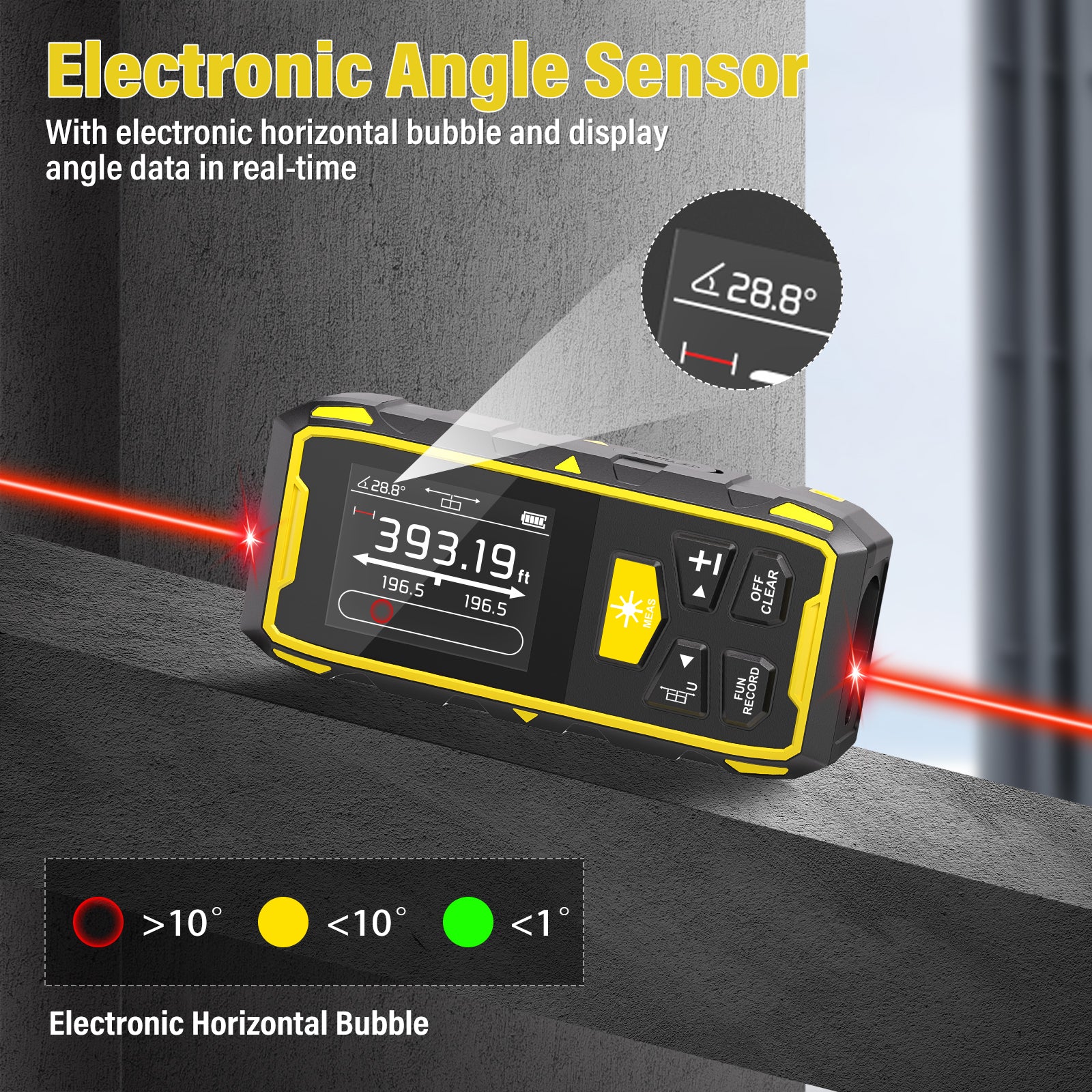 IKOVWUK Dual Laser Measuring Tool, 393FT/120M Bilateral Laser Distance Meter 6 Unit Switching, Rechargeable Digital Laser Measure with Backlit LCD Display, Angle Sensor, Multiple Measure Mode