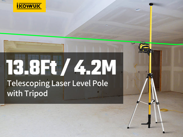 IKOVWUK 13.8 Ft Telescoping Laser Level Pole with Tripod